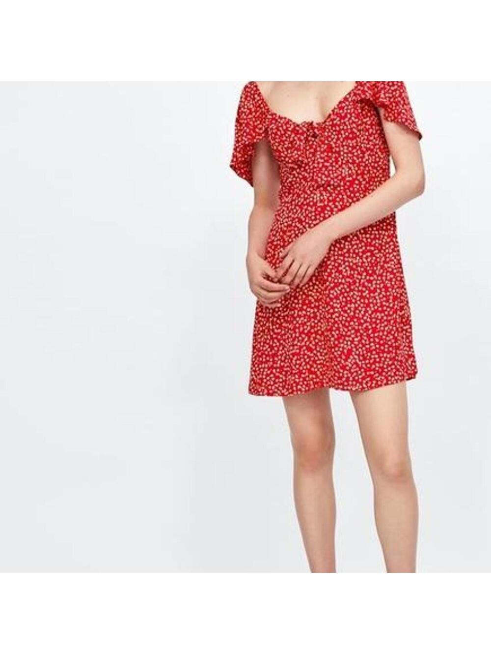 Zara floral tie front mini dress